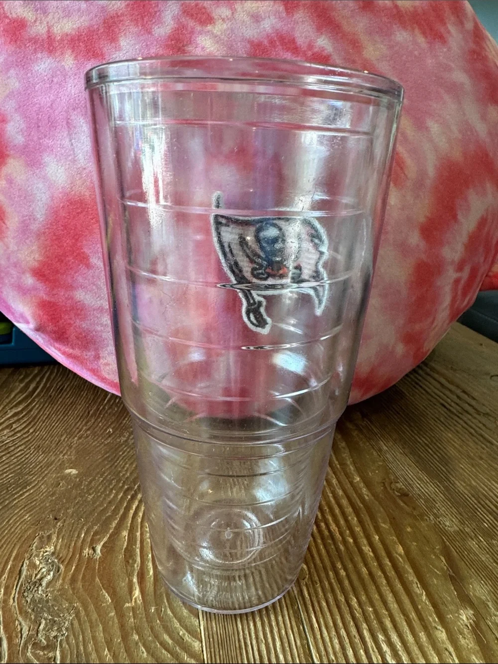 tervis Clear Tumbler with Red and Black Buccaneers Flag Patch